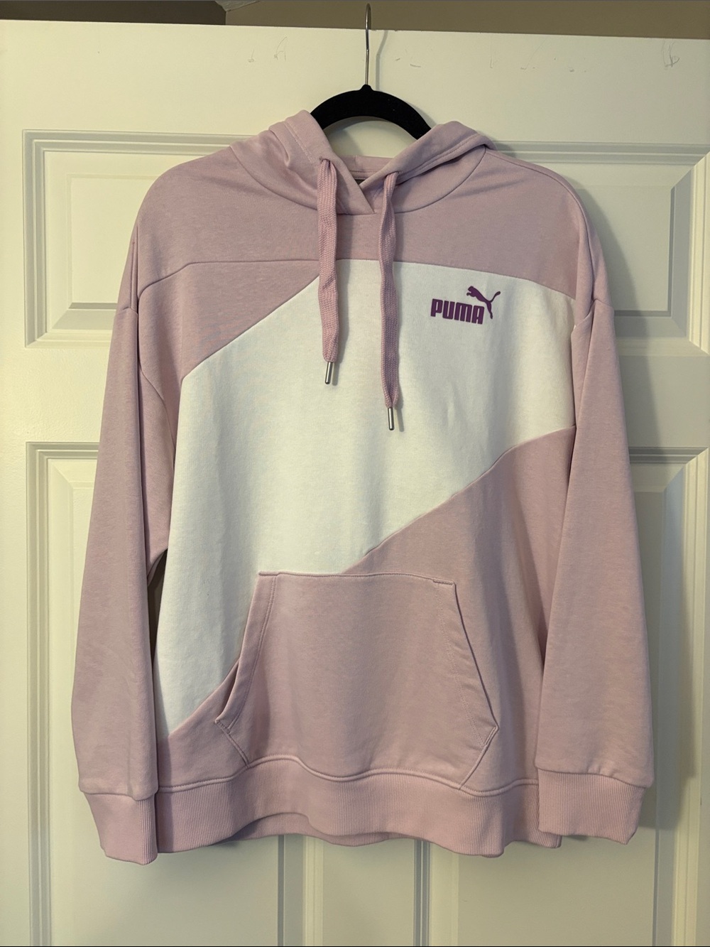 Puma Orchid and White Diagonal Colorblock Hoodie